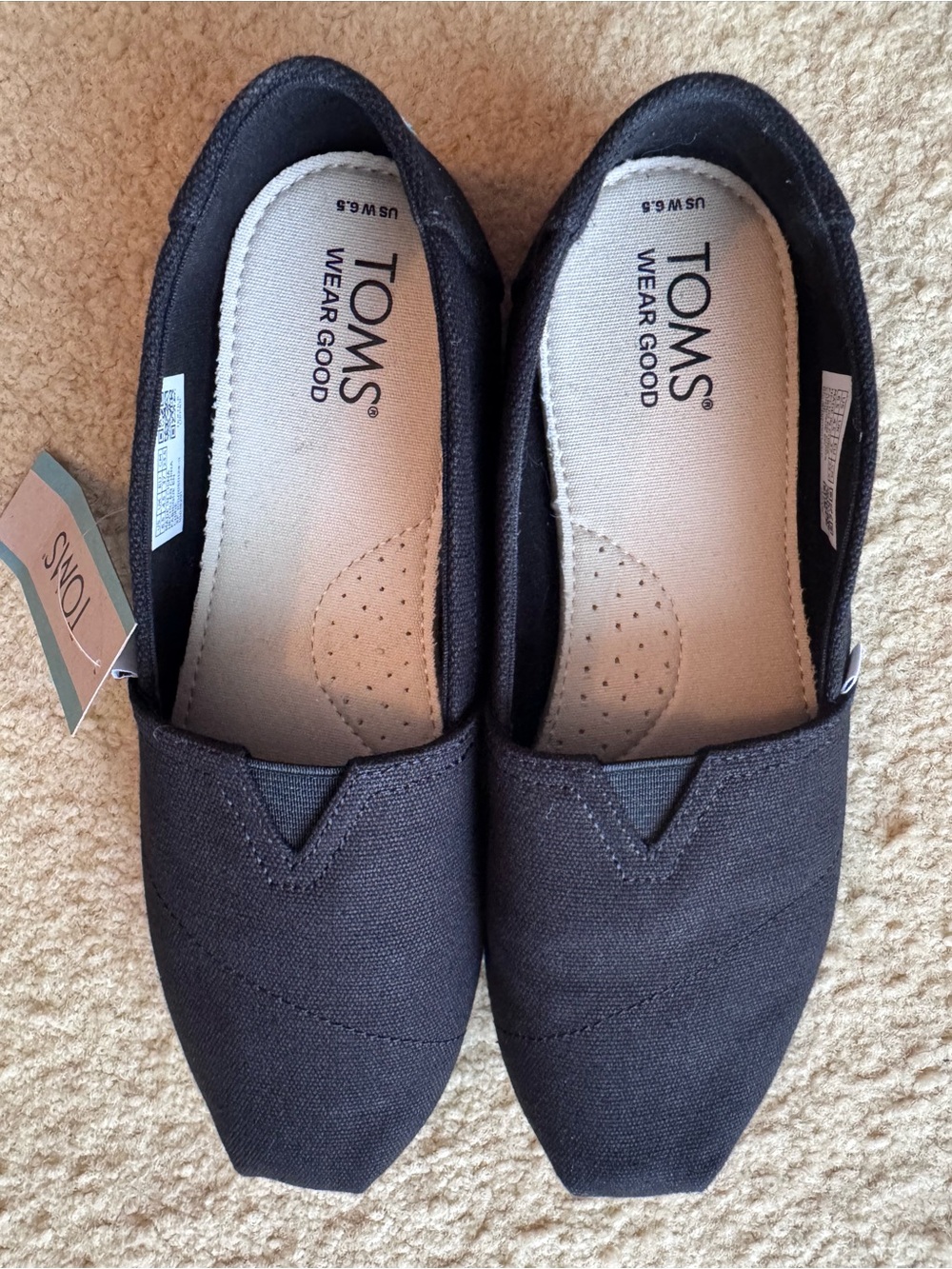 Toms Women Black Canvas Slip-On Flats 6.5